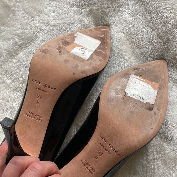 Kate Spade Black with White Trim Accent Patent High Heels Pumps - Picture 9 of 15